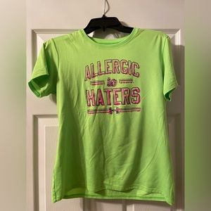 Under Armour “ALLERGIC to HATERS” Graphic Tee Girls YXL Green